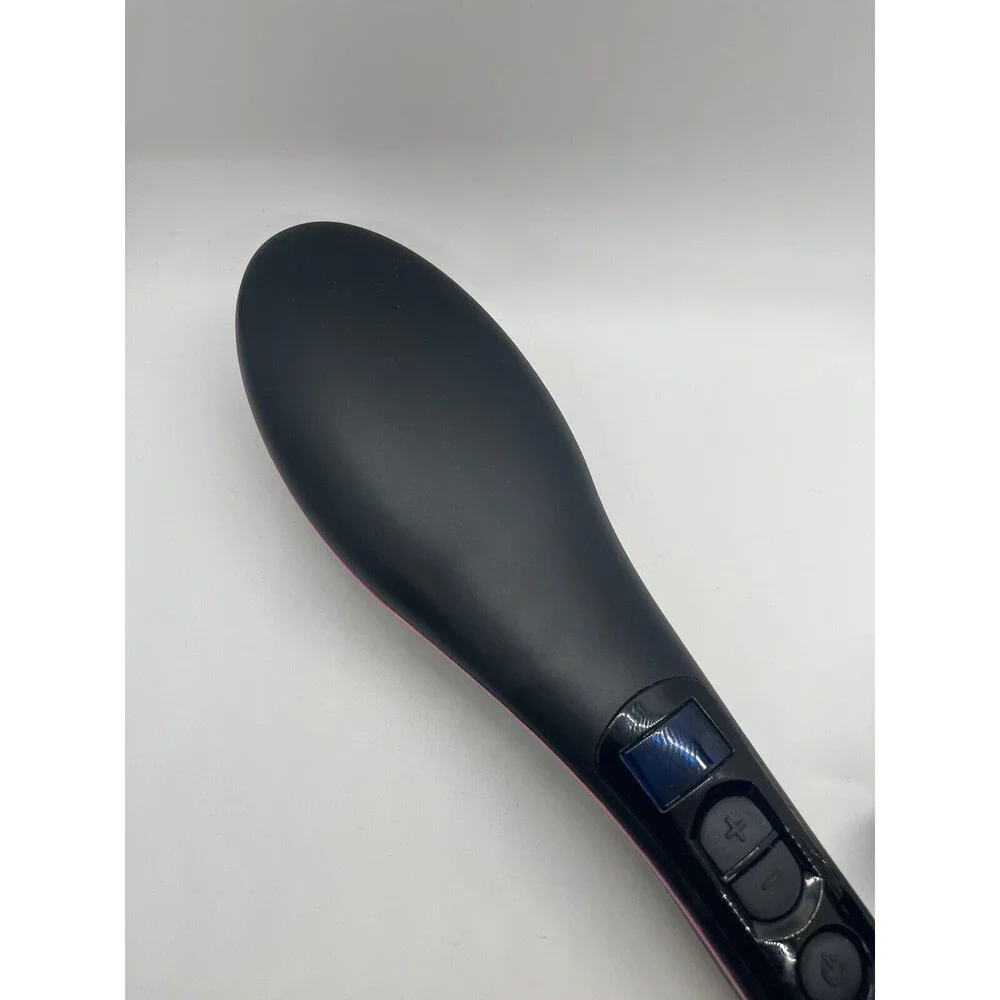 Simply Straight Ceramic Hair Straightener Brush LCD Display -Temp Control Pink